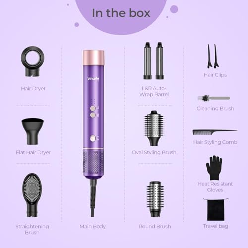 Vincofy lilac gift box contents including storage bag and accessories