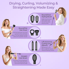 Vincofy lilac oval brush smoothing hair with even heat distribution