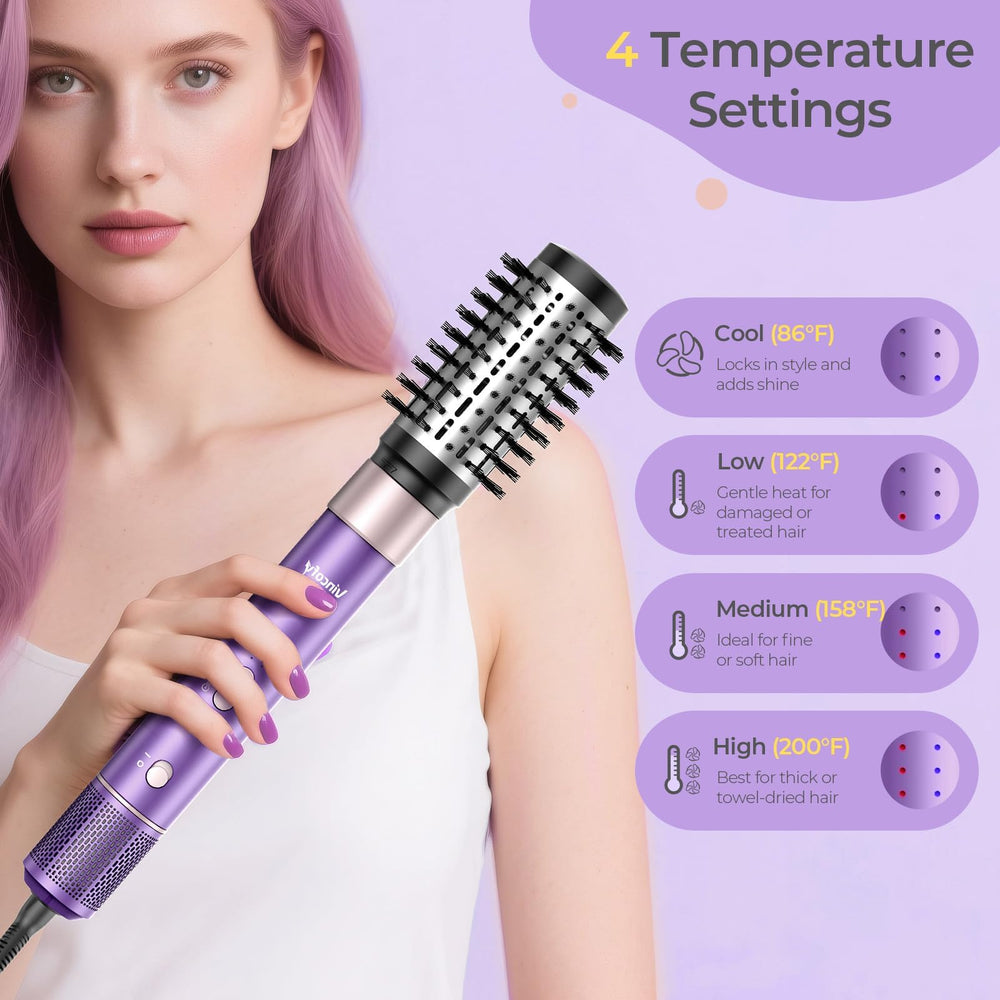 Vincofy lilac straightening brush delivering sleek results with controlled heat
