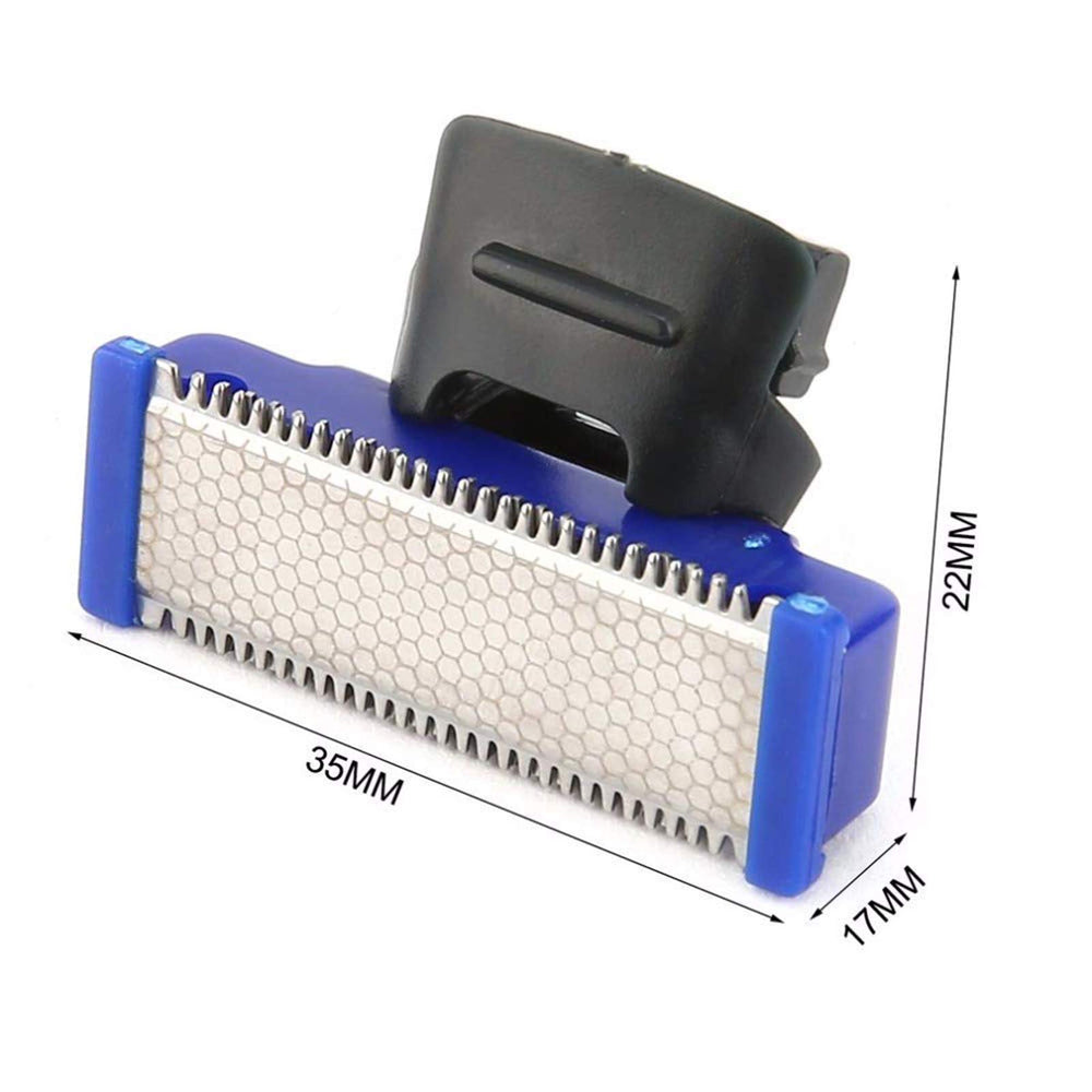 Vini replacement heads closeup shows German stainless steel blades for smooth shaving.