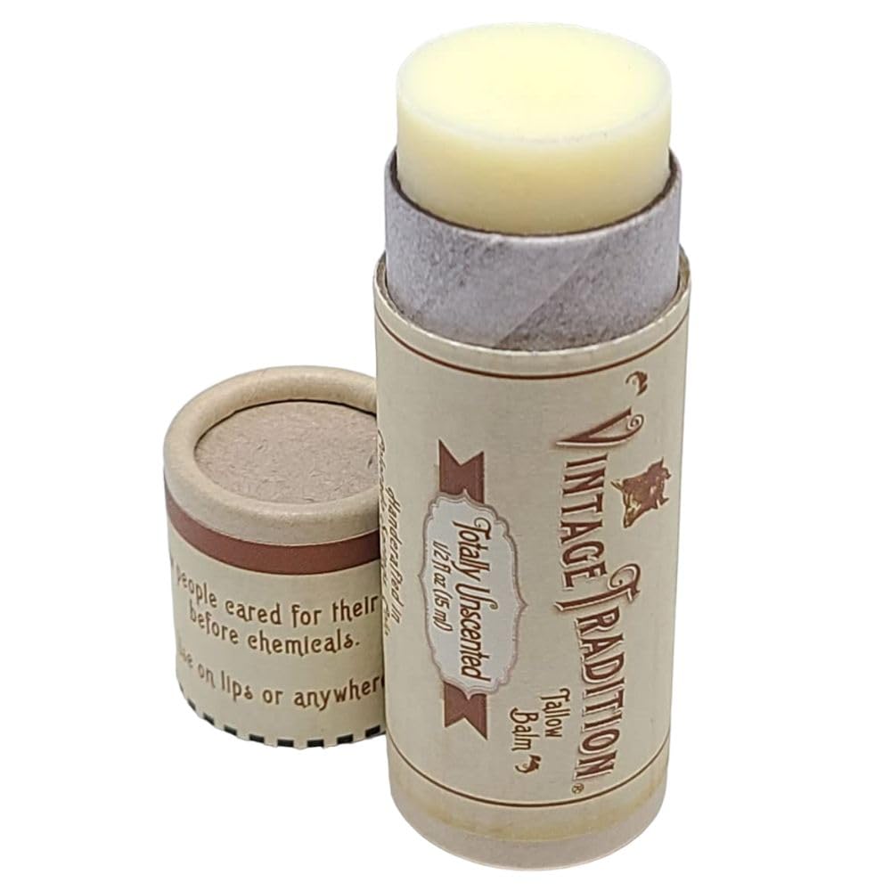 Vintage Tradition lip balm tube unscented closeup for dry lips