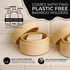 Bamboo holder for Viori shampoo bars in eco-friendly storage