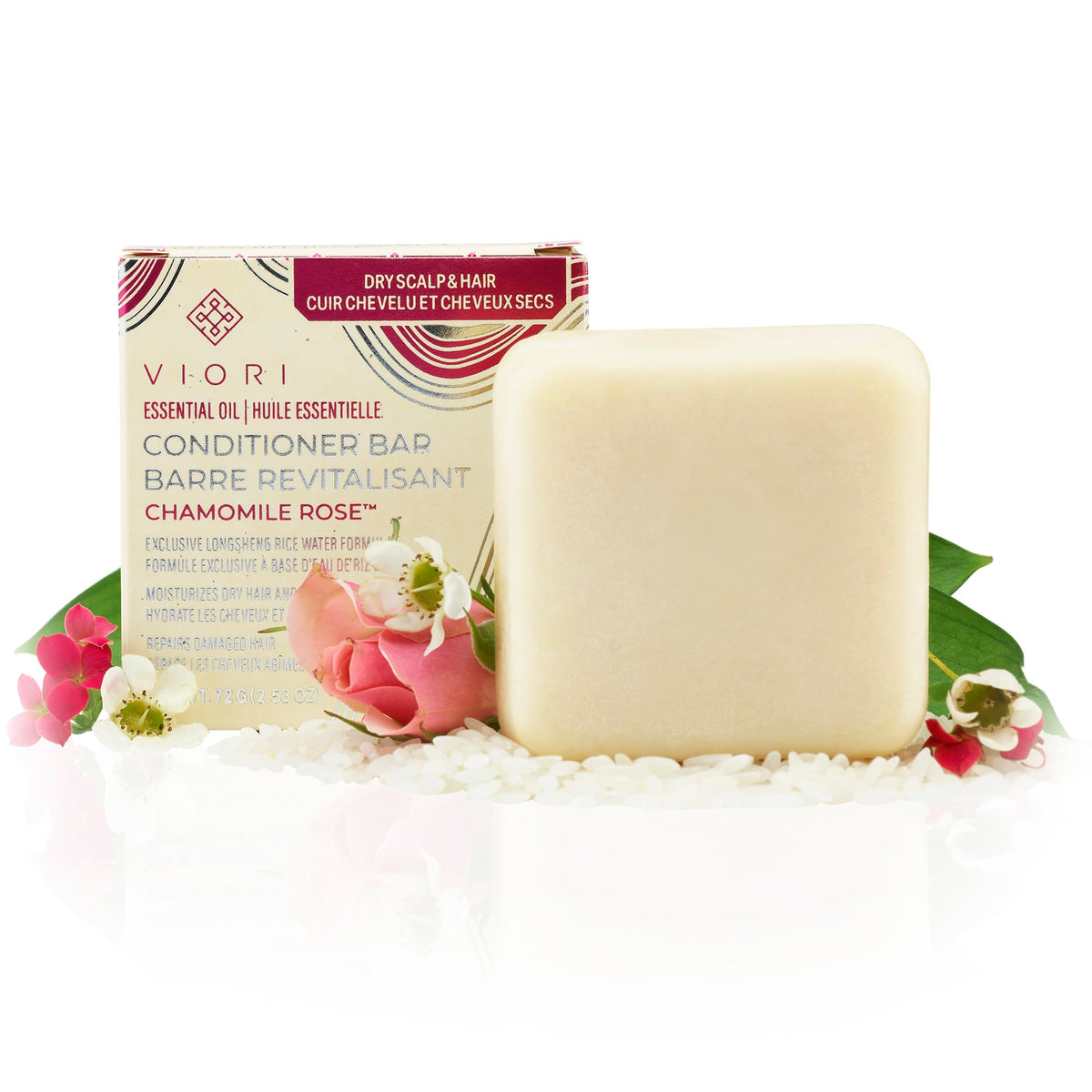 Viori barra acondicionador manzanilla-rosa con arroz: hidratación suave para cabello normal a seco.