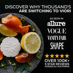Viori Citrus Zest shampoo bar lather demonstrating gentle cleansing without sulfates