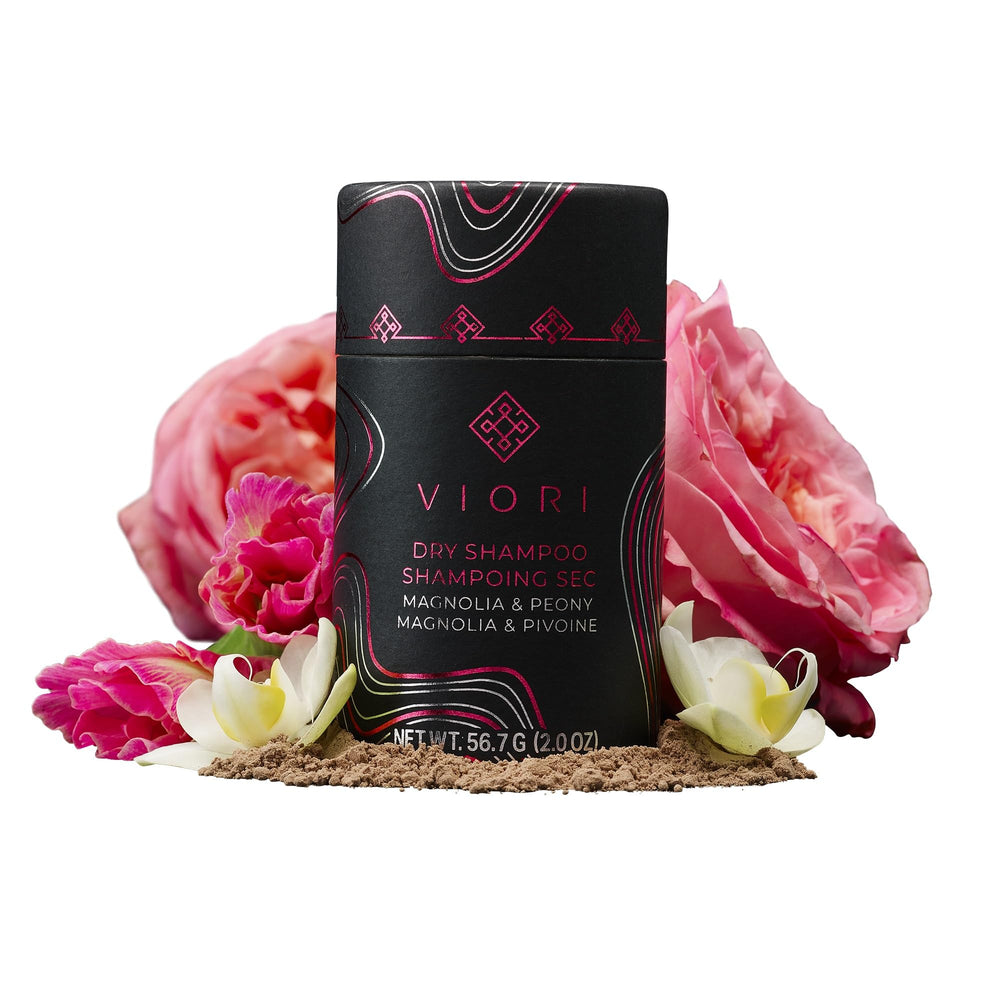 Viori dry shampoo powder application closeup shows quick root refresh between washes