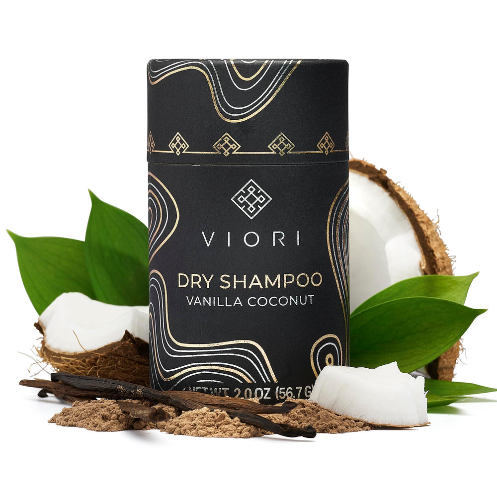 Viori polvo seco champú vainilla coco en botella; absorbe grasa, dejando sensación fresca.