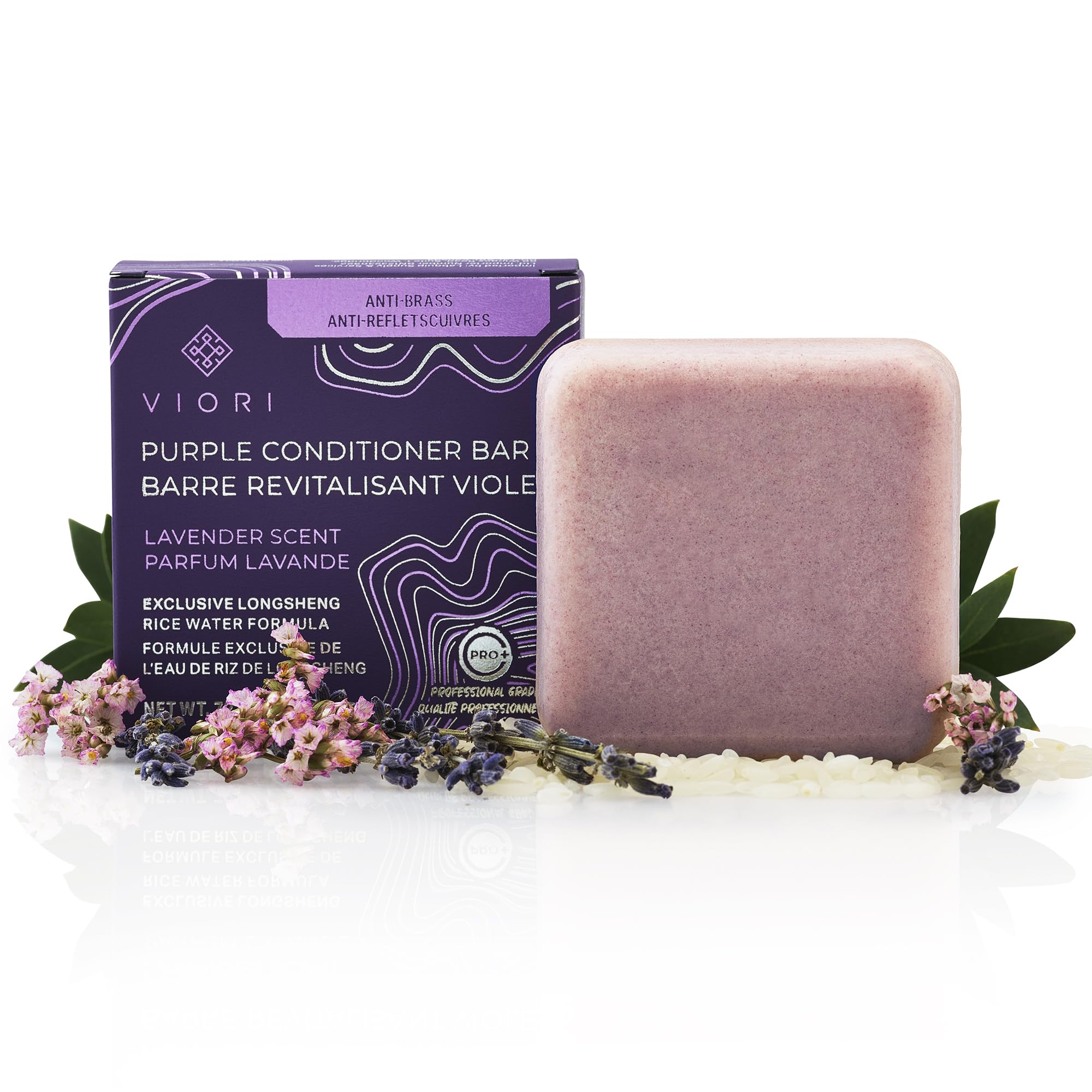 Viori Purple Conditioner Bar demonstrates longsheng rice water for balanced blonde tones.