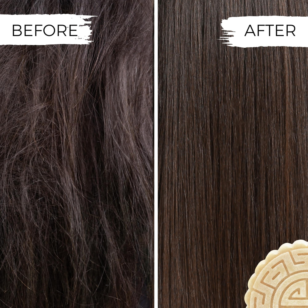 Viori shampoo bar lather forms creamy foam on damp hair.