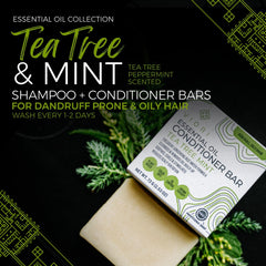 Viori Tea Tree Mint Conditioner Bar closeup texture reveals creamy, conditioning formula.