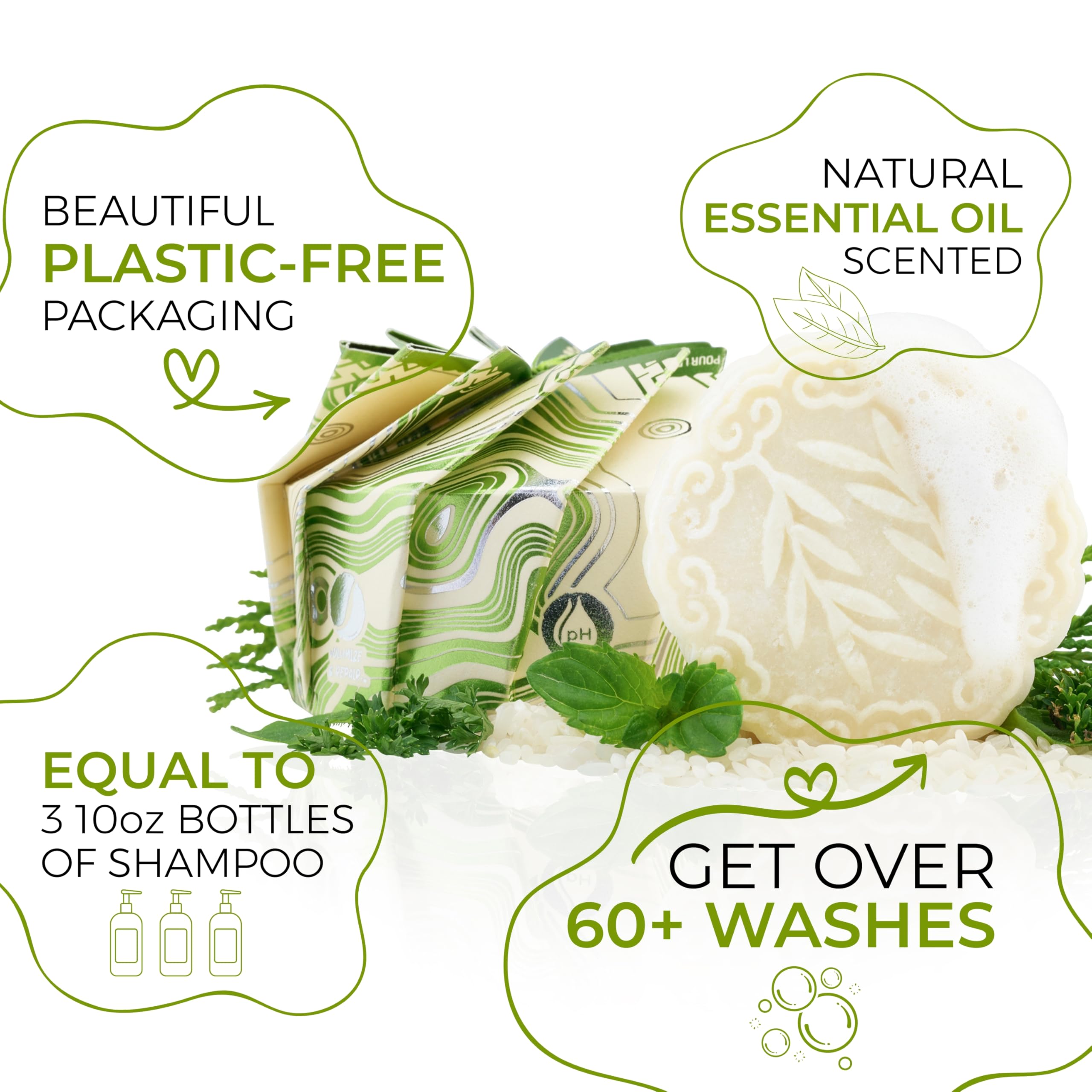 Viori Tea Tree Mint Shampoo Bar foam demonstrates rich lather