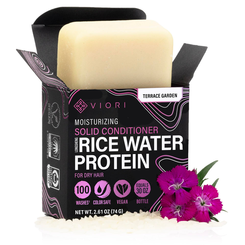 Viori Terrace Garden Conditioner Bar packaging shows eco-friendly design for sustainable routines.