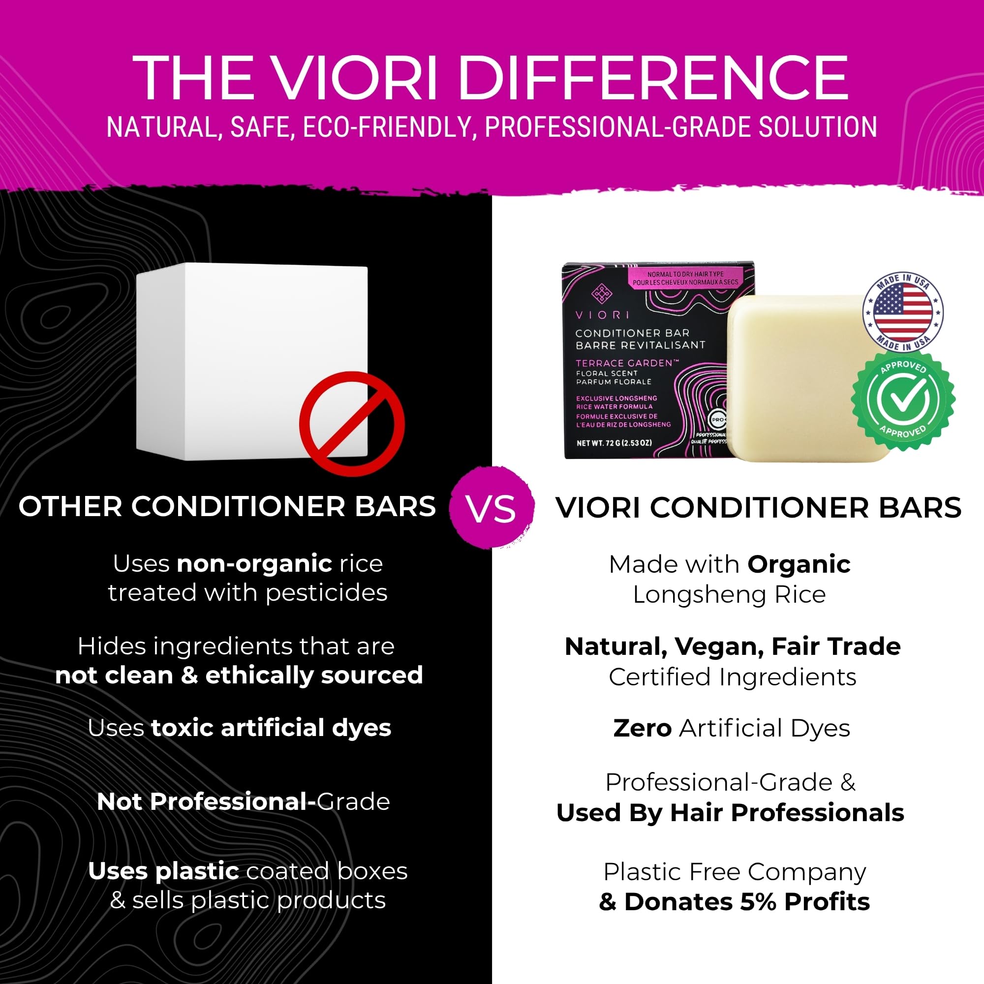Viori Terrace Garden Conditioner Bar uses rice-water infusion for detailed conditioning.