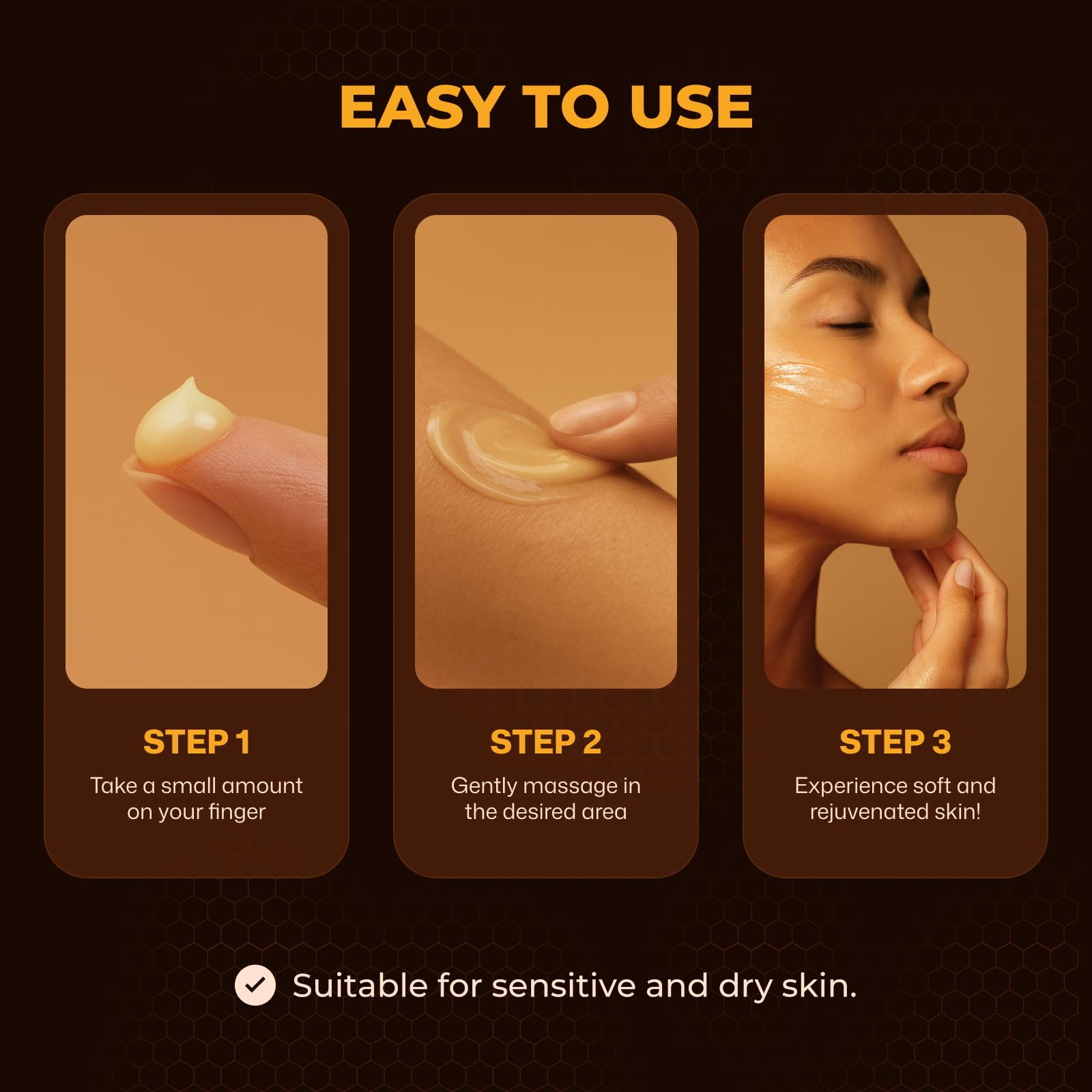 VIORY Tallow and Honey Balm with raw honey drizzle demonstrates natural, unscented formula.