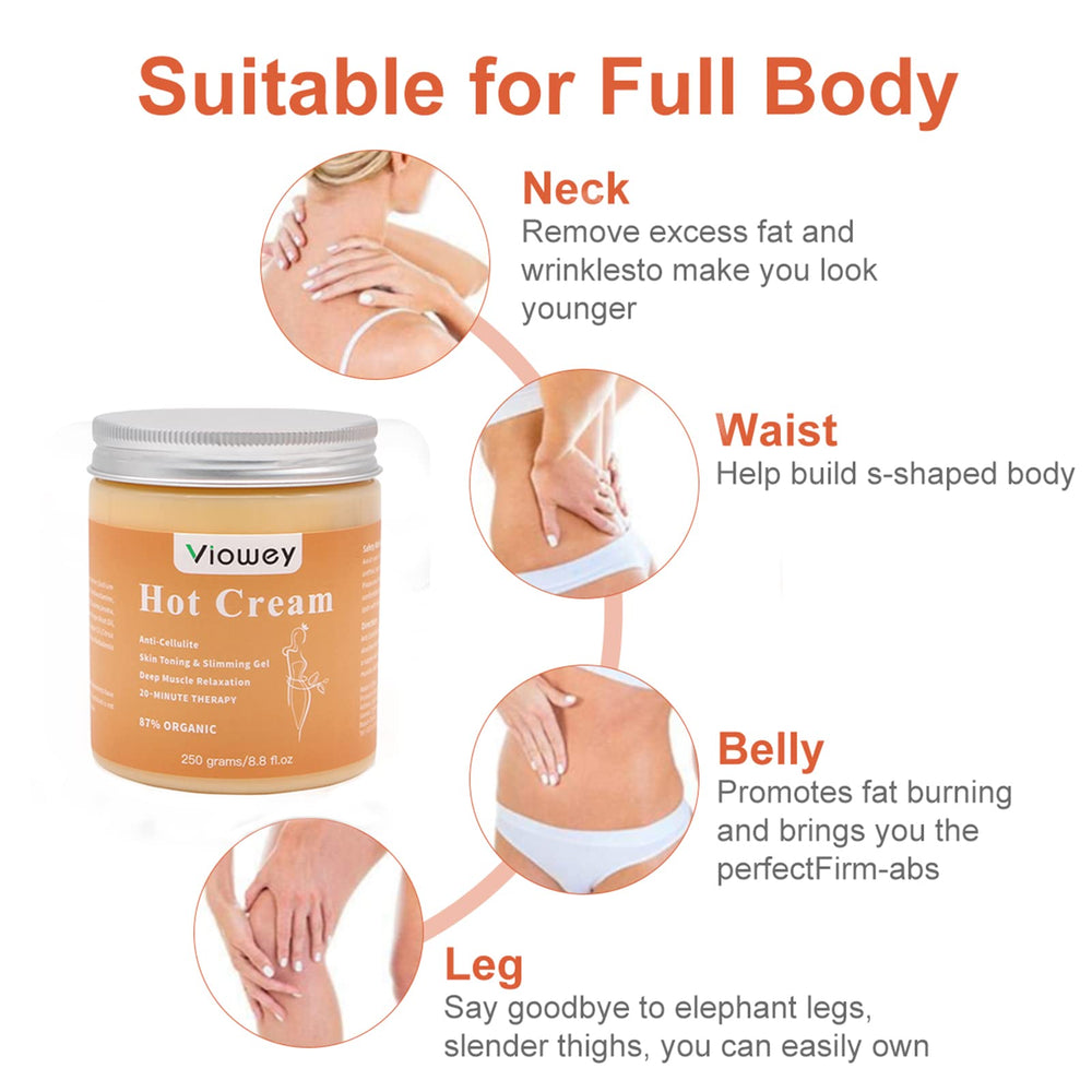 Viowey hot cream on legs for toning and sweat-enhanced results