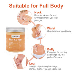 Viowey hot cream on legs for toning and sweat-enhanced results