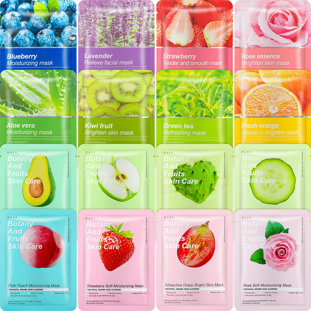 Viozakanry 16-pcs sheet masks variety pack offers versatile hydration options for home spa moments.