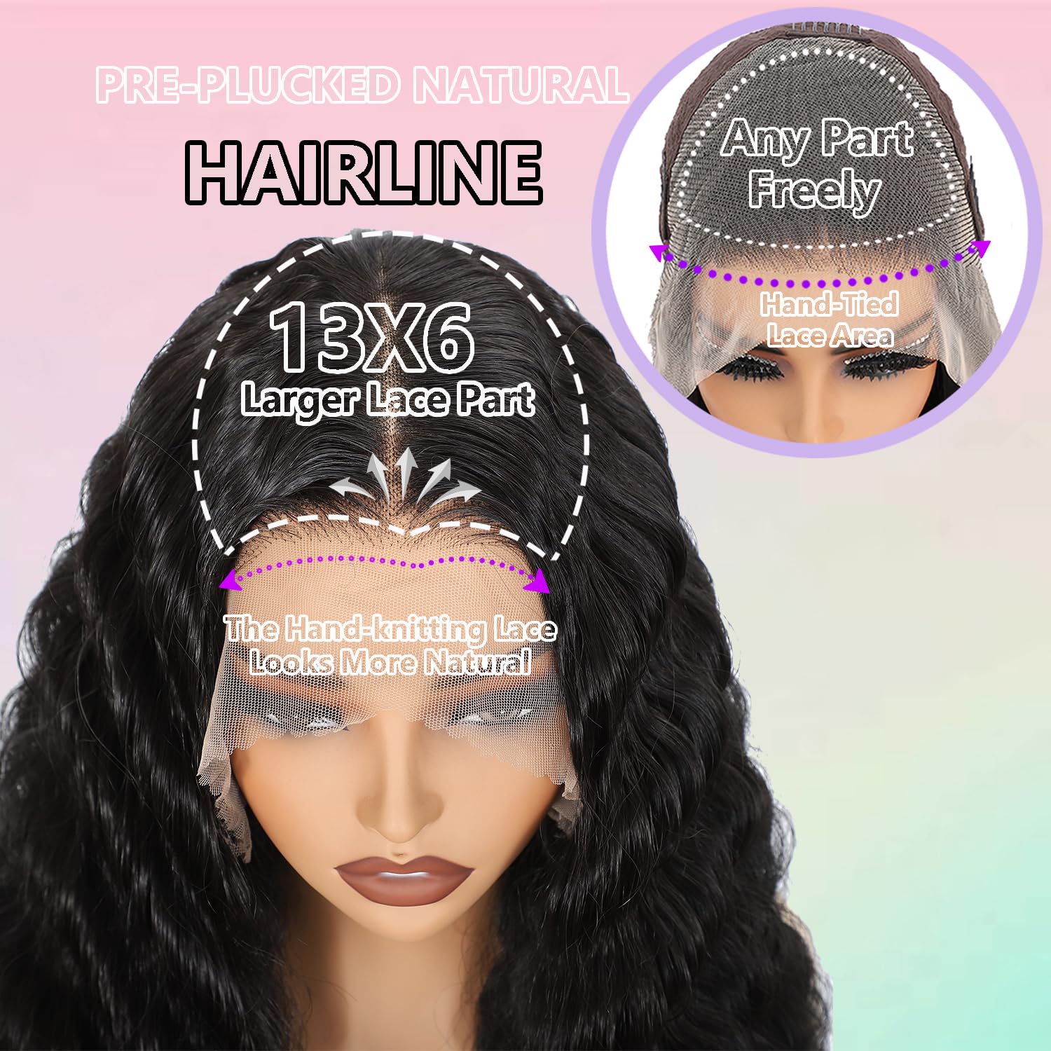 VIPPRETTY 13x6 HD lace front wig back view reveals full-length waves