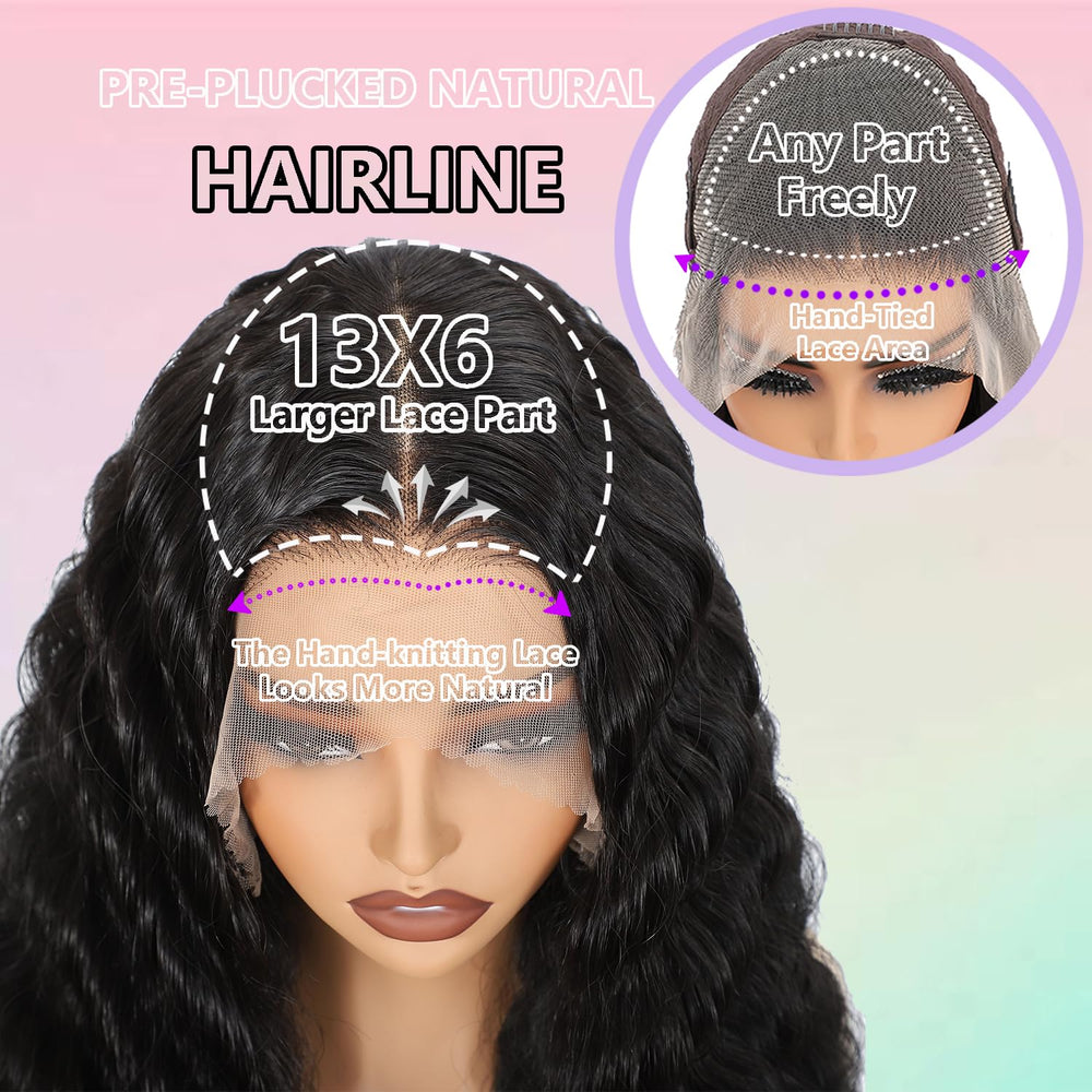 VIPPRETTY 13x6 HD lace front wig back view reveals full-length waves