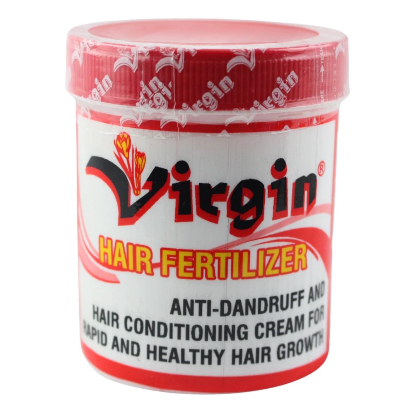 Virgin Hair Fertilizer cream jar application demonstrates easy, mess-free use for nourishing scalp