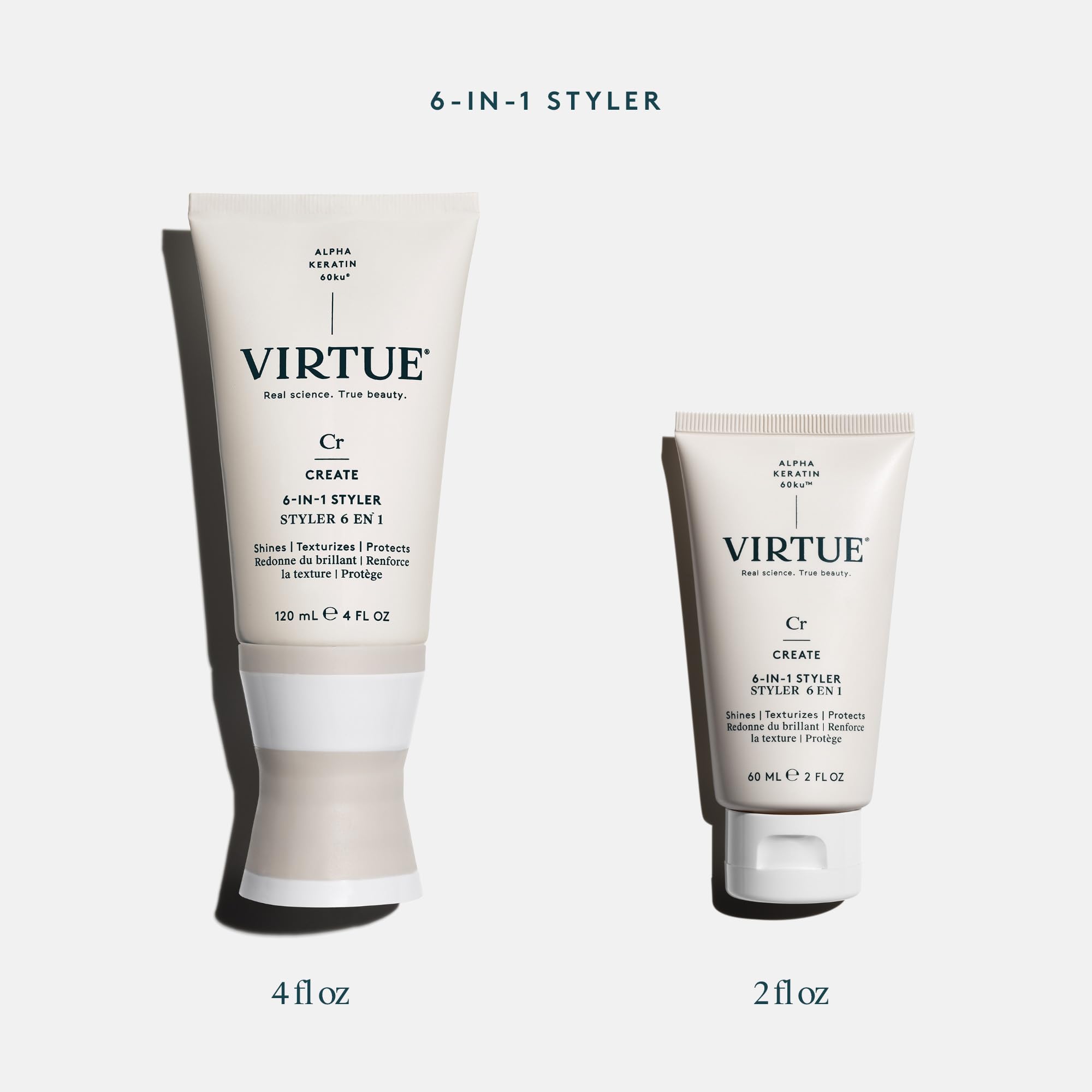 Virtue 6-in-1 Styler frizz-control shot demonstrates smoothing against flyaways.