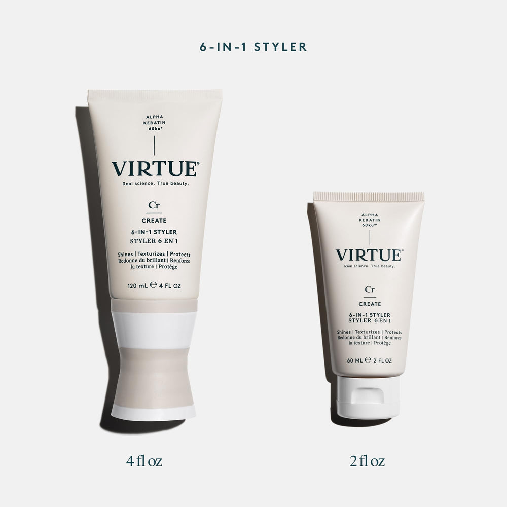 Virtue 6-in-1 Styler frizz-control shot demonstrates smoothing against flyaways.
