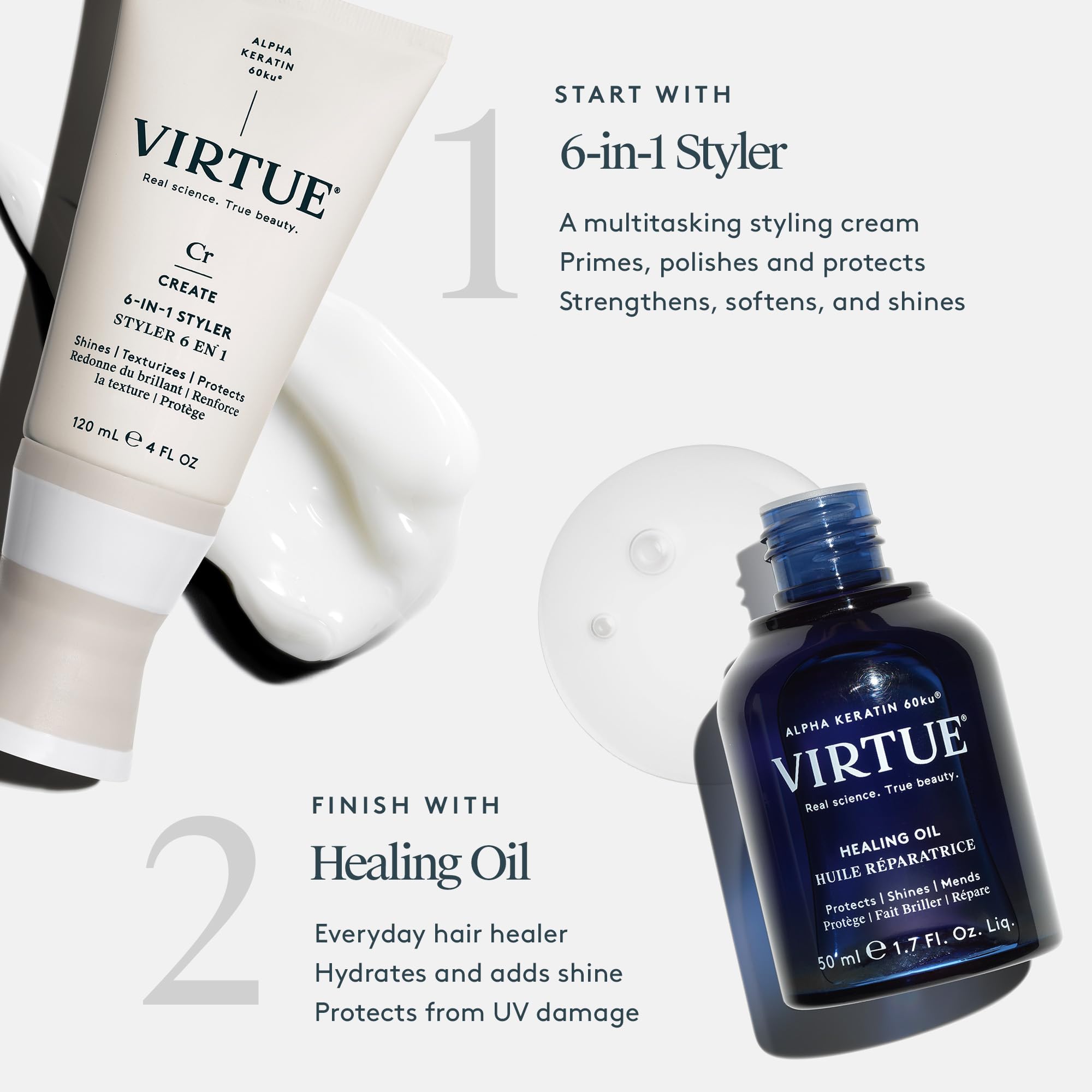 Virtue 6-in-1 Styler second-day-hair mood shows refreshed texture and light control.