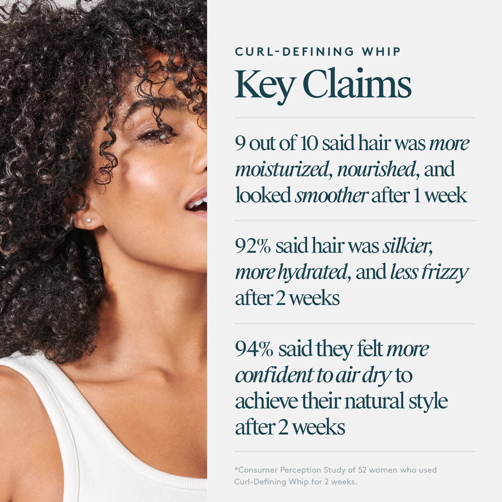 Virtue Curl Defining Whip during air drying for touchable hold