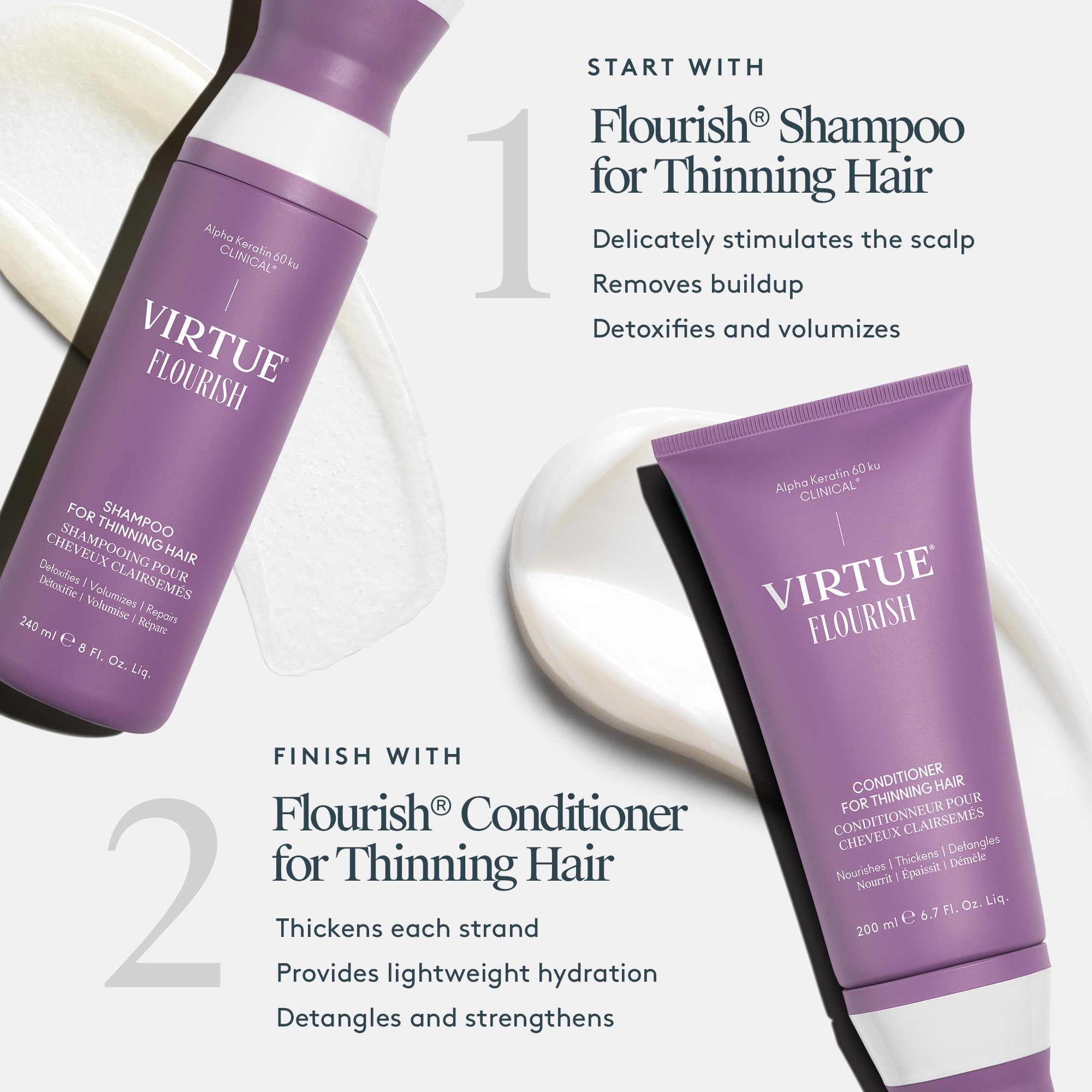 VIRTUE Flourish conditioner color-treated hair shows color-safe care and vibrancy protection