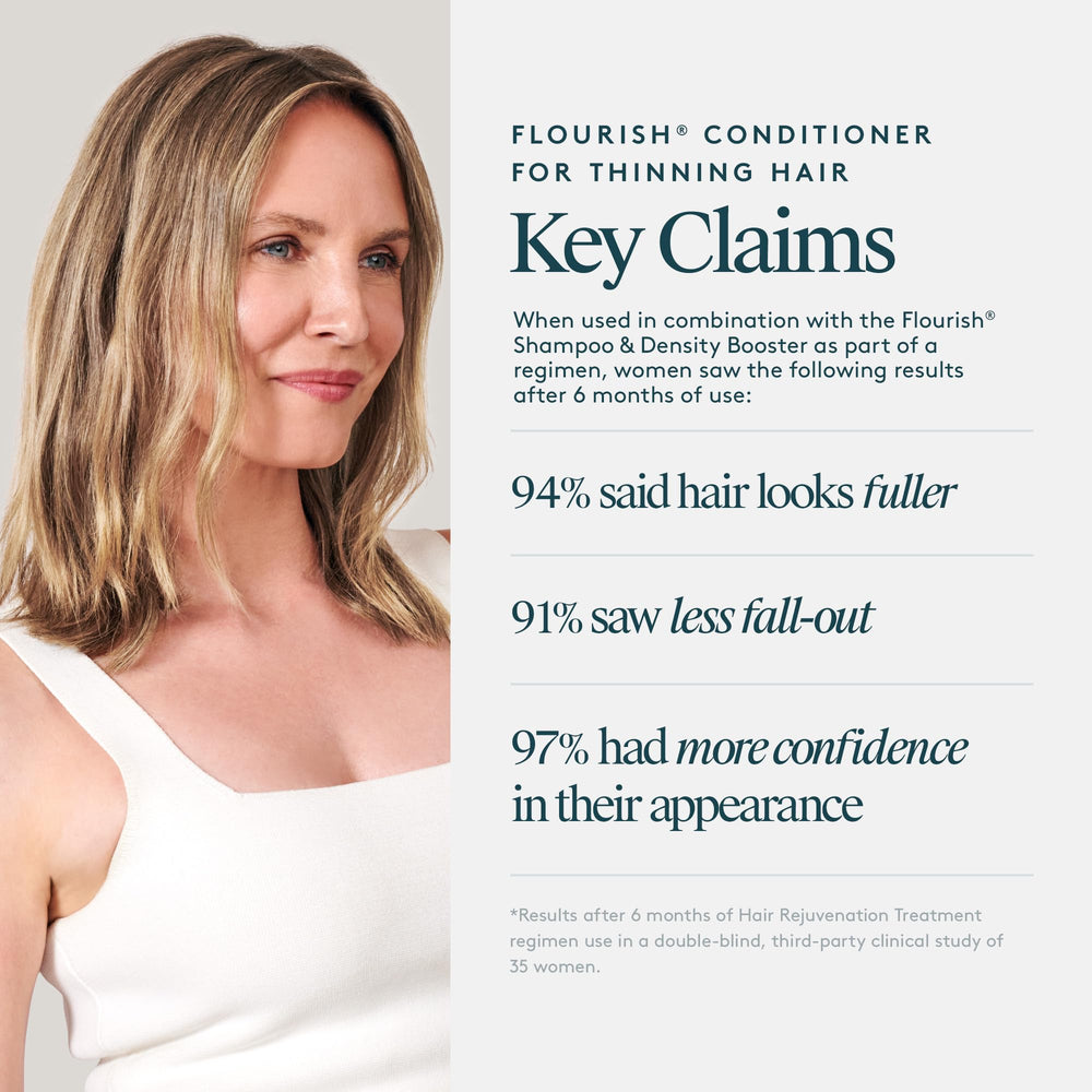 Virtue Flourish conditioner fragrance-bottle evokes spa-inspired botanicals.