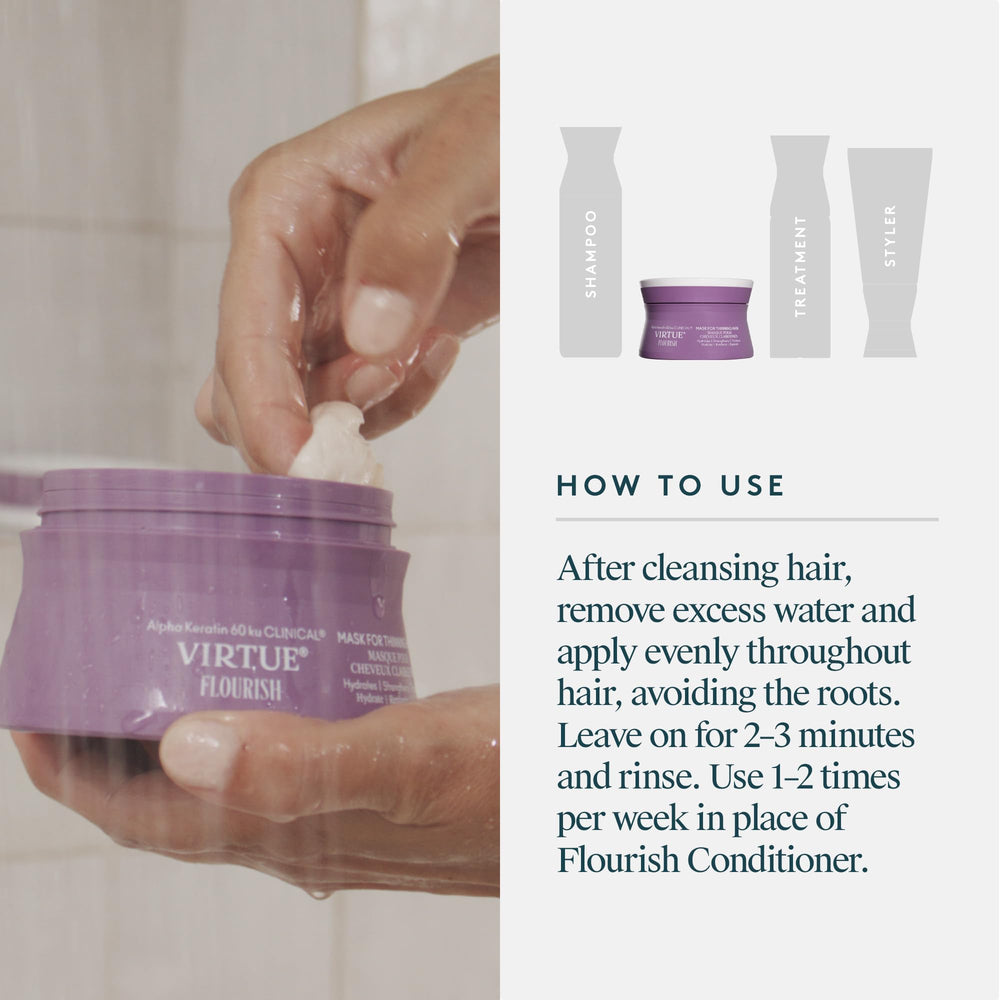 Virtue Flourish mask beet extract shot emphasizes nutrient-rich ingredients.