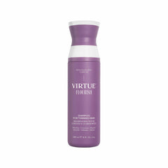 Virtue Flourish Shampoo bottle shows color-safe cleansing for thinning hair.