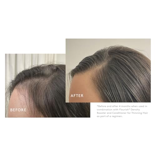 Virtue Flourish Shampoo color-safe formula shown on color-treated hair.