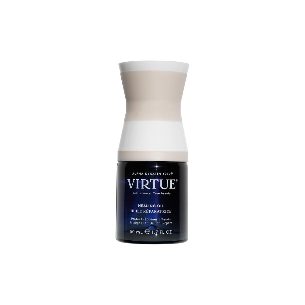 VIRTUE Healing Oil bottle front showing sleek packaging for hydration