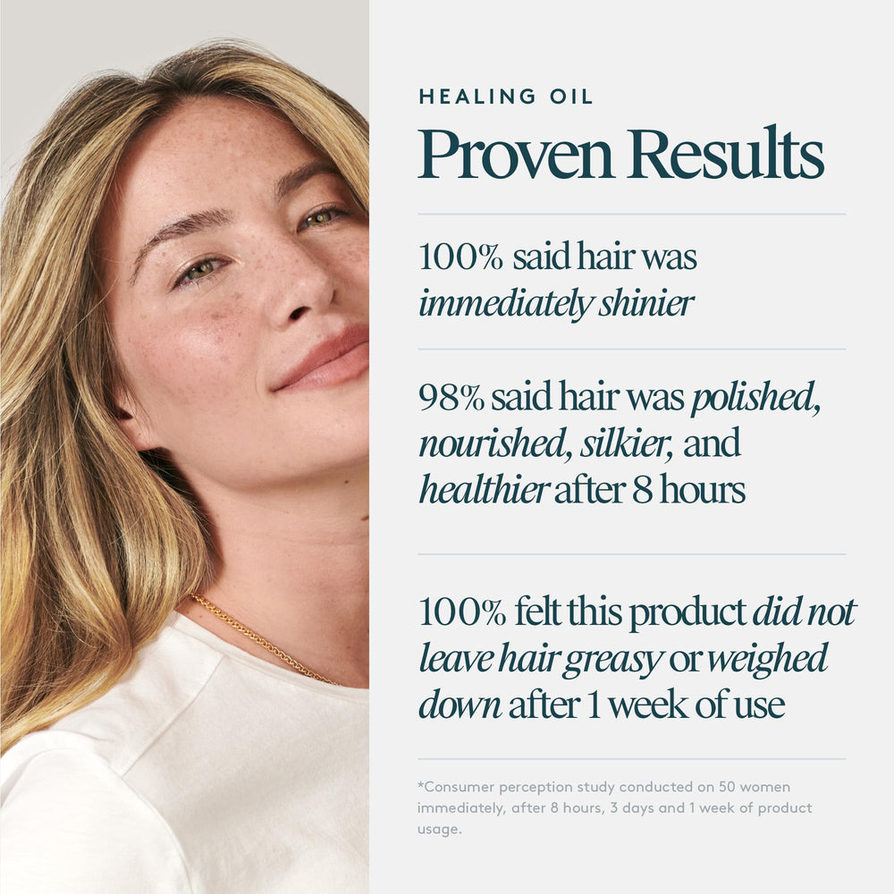 VIRTUE Healing Oil Home Away Set color-safe formula protects color-treated hair.