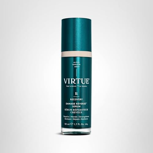 VIRTUE Recovery Damage Reverse Serum bathroom counter scene promotes daily-use hair care ritual