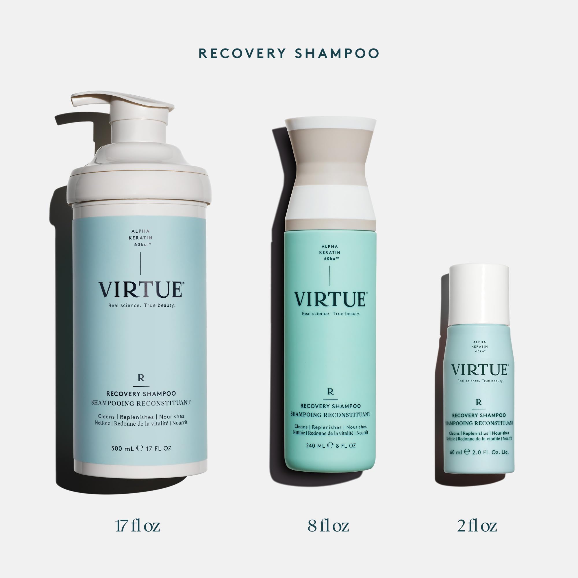 VIRTUE Recovery Shampoo baobab seed oil ingredient palette highlighting nourishment