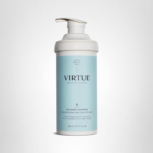 Virtue Recovery Shampoo hand-dispense image demonstrates easy, controlled dosing.