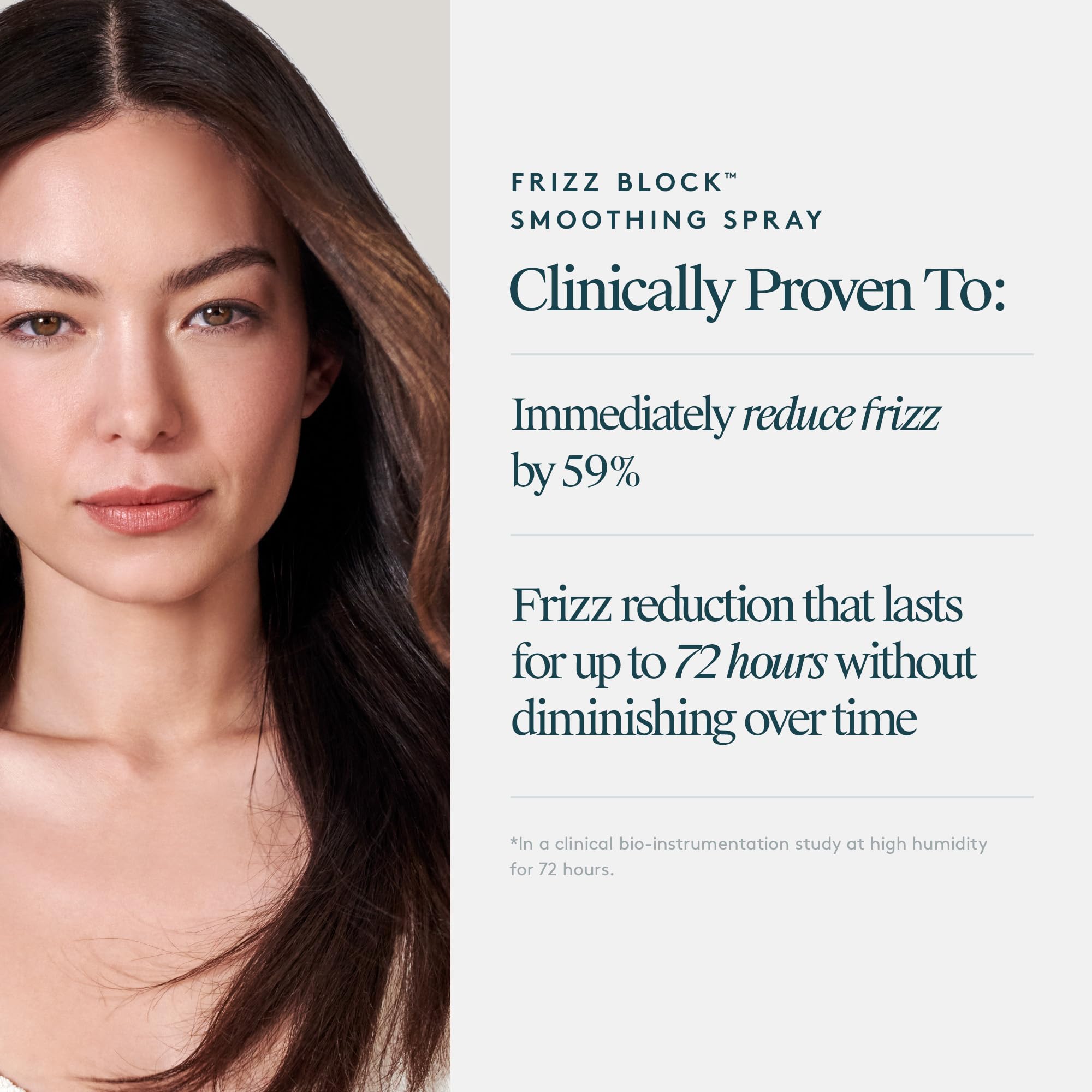 VIRTUE Smooth Frizz Block spray delivers long-lasting frizz control