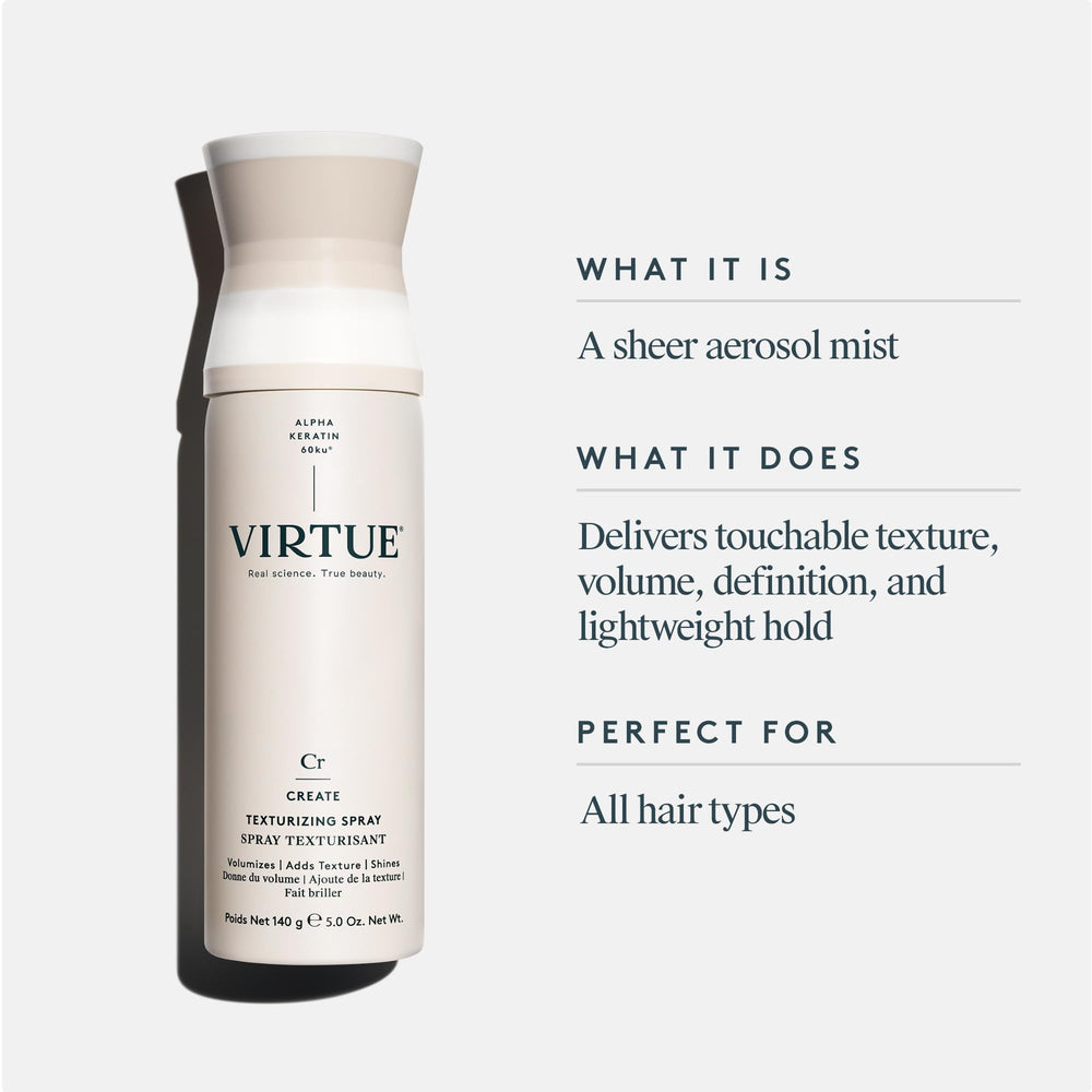VIRTUE Texturizing Spray texture-mist provides buildable texture without stiffness