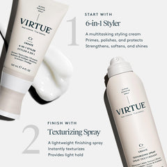 VIRTUE Texturizing Spray uv-protection helps shield strands from sun