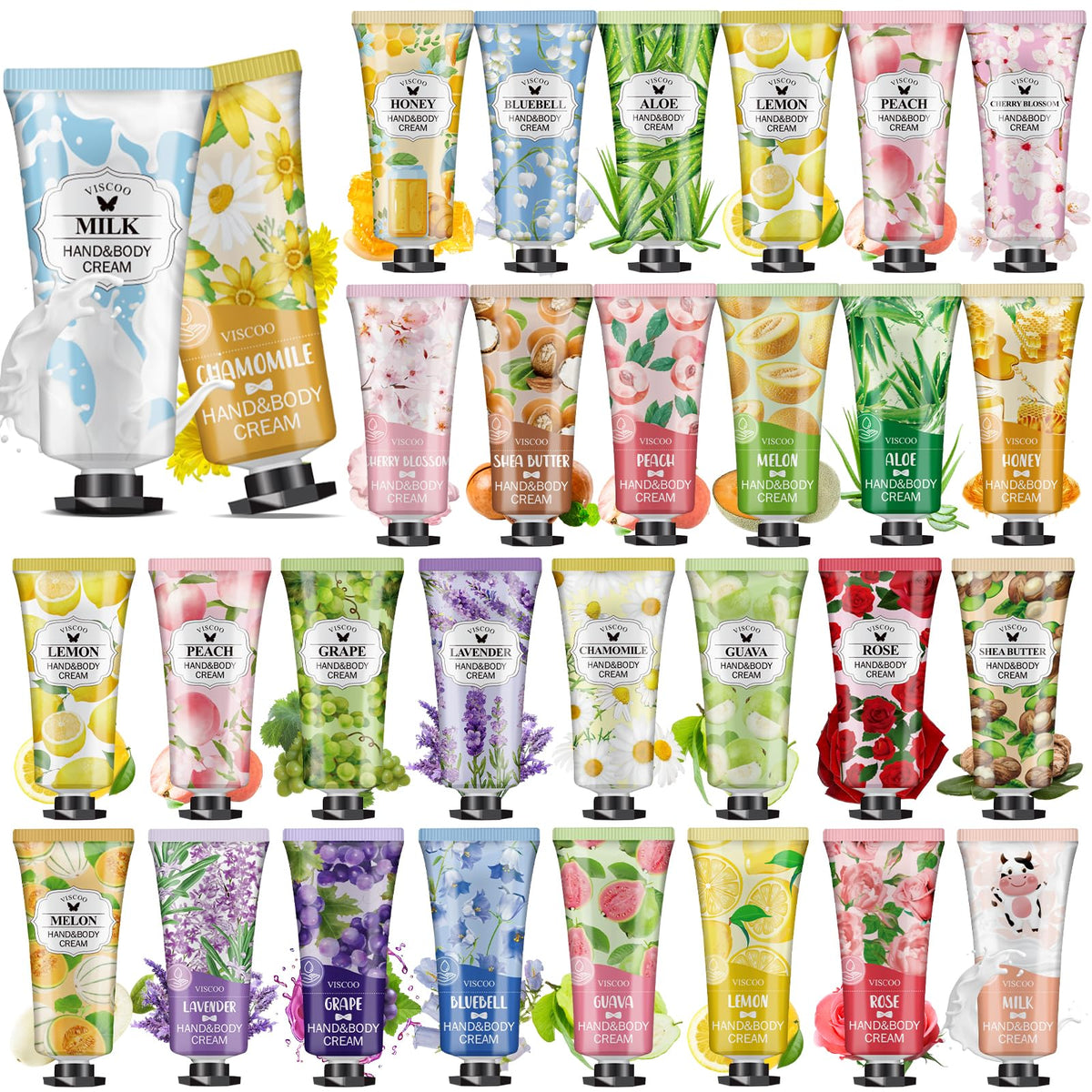 VISCOO 28-pack gift-set collection with assorted hand creams for every day moisture