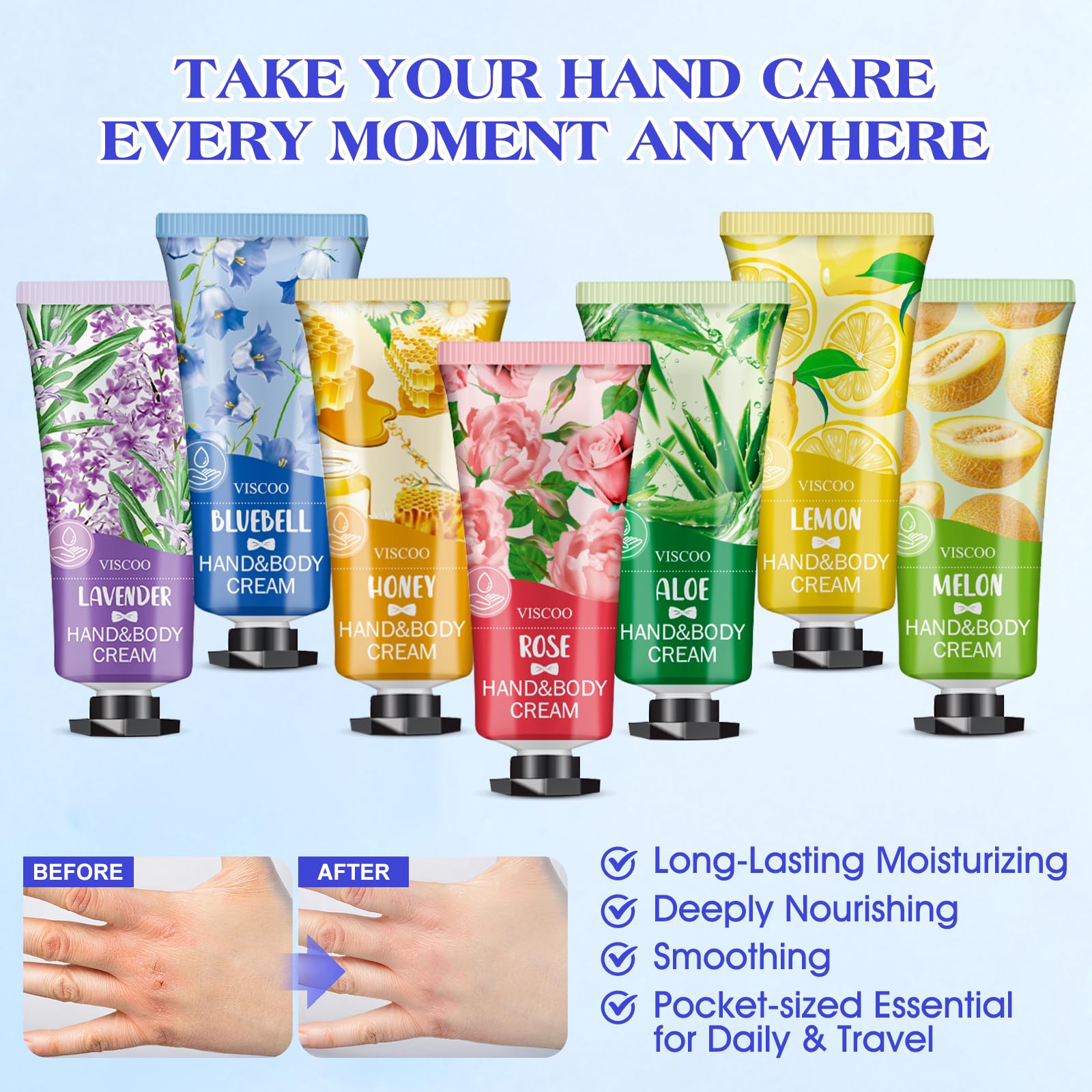 VISCOO 42-pack cherry-blossom hand cream provides non-greasy moisture and comfort.