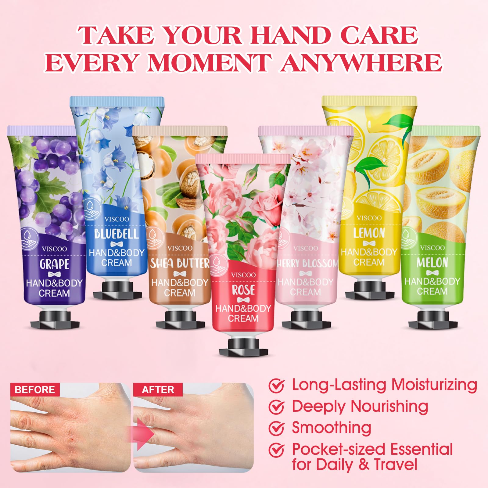 VISCOO seven-pack hand cream gift set bluebell fragrance for quick absorption and long-lasting hydration