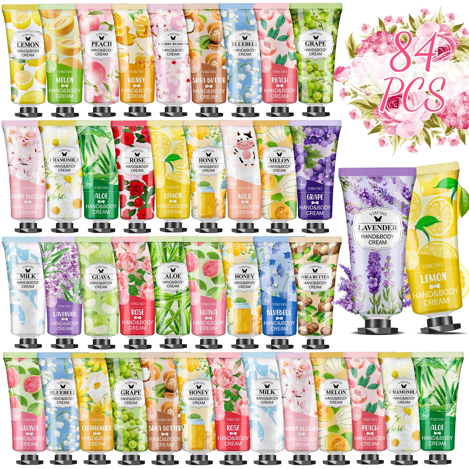VISCOO 84-pack hand cream gifts set showcased for gifting and everyday moisture