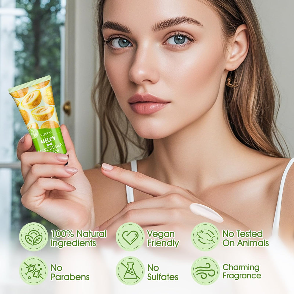 VISCOO aloe hand cream pack conveys hydration with soothing aloe and honey.
