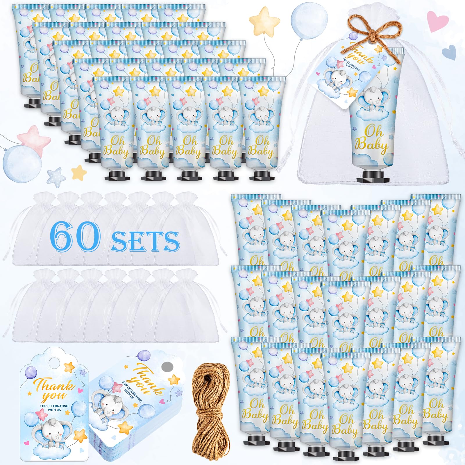 VISCOO baby shower hand cream elephant gift set packaging, travel-friendly favors for guests
