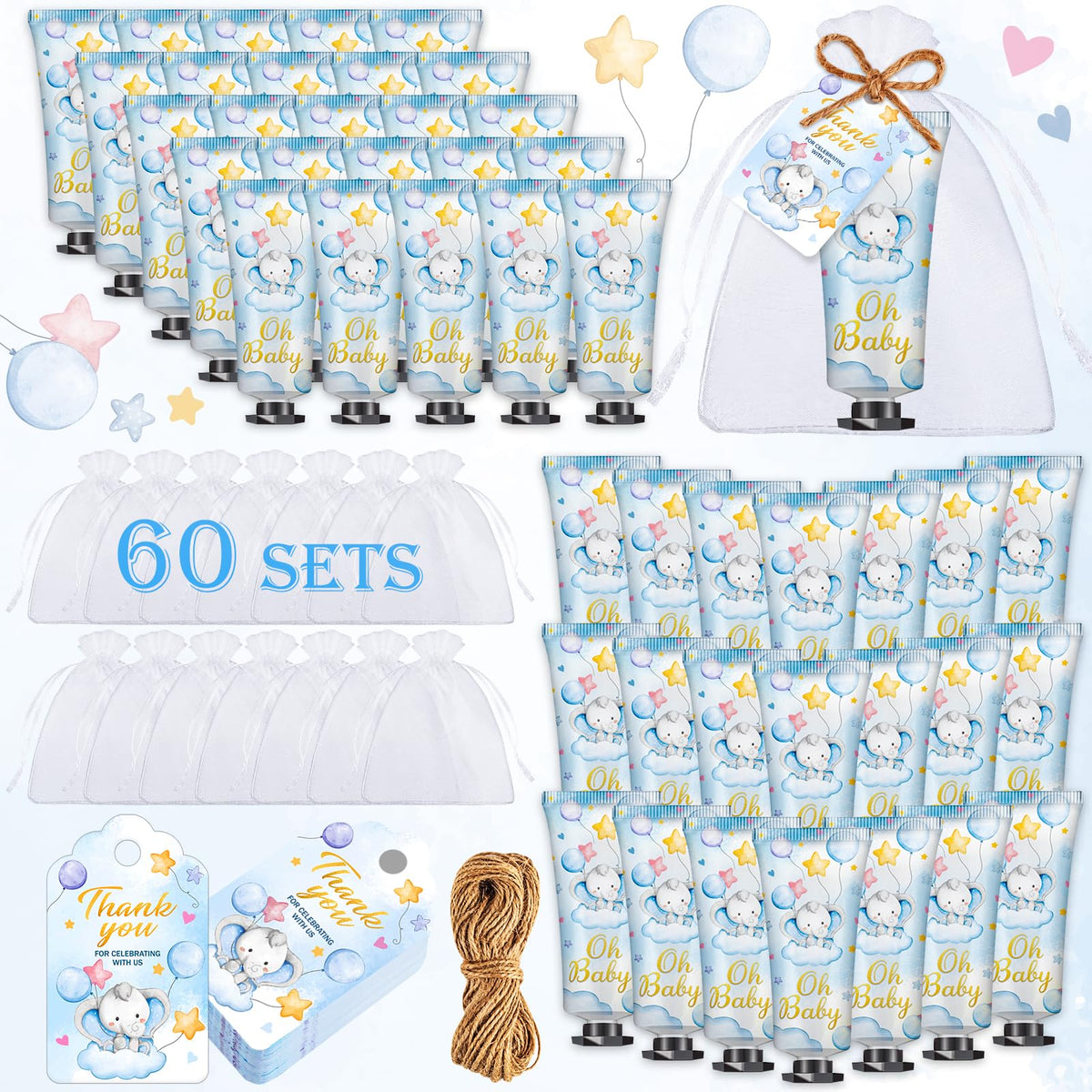 VISCOO baby shower hand cream elephant gift set packaging, travel-friendly favors for guests