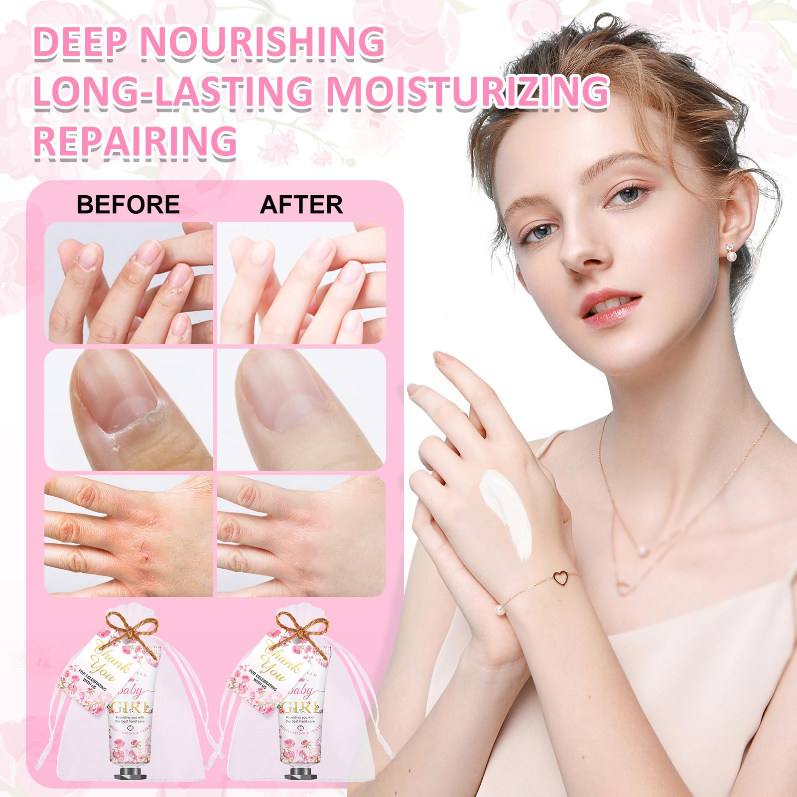 VISCOO hand cream application closeup highlighting quick-absorb hydration.
