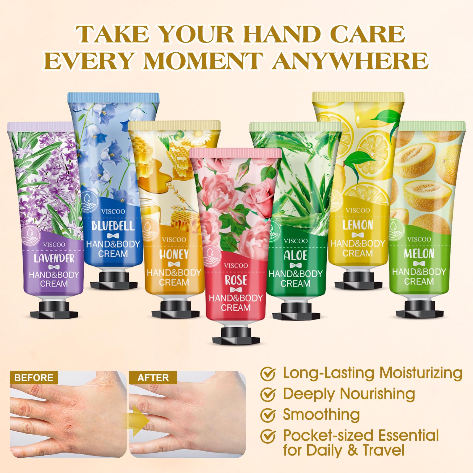 VISCOO lavender-scent hand cream, calming aroma for relaxation.