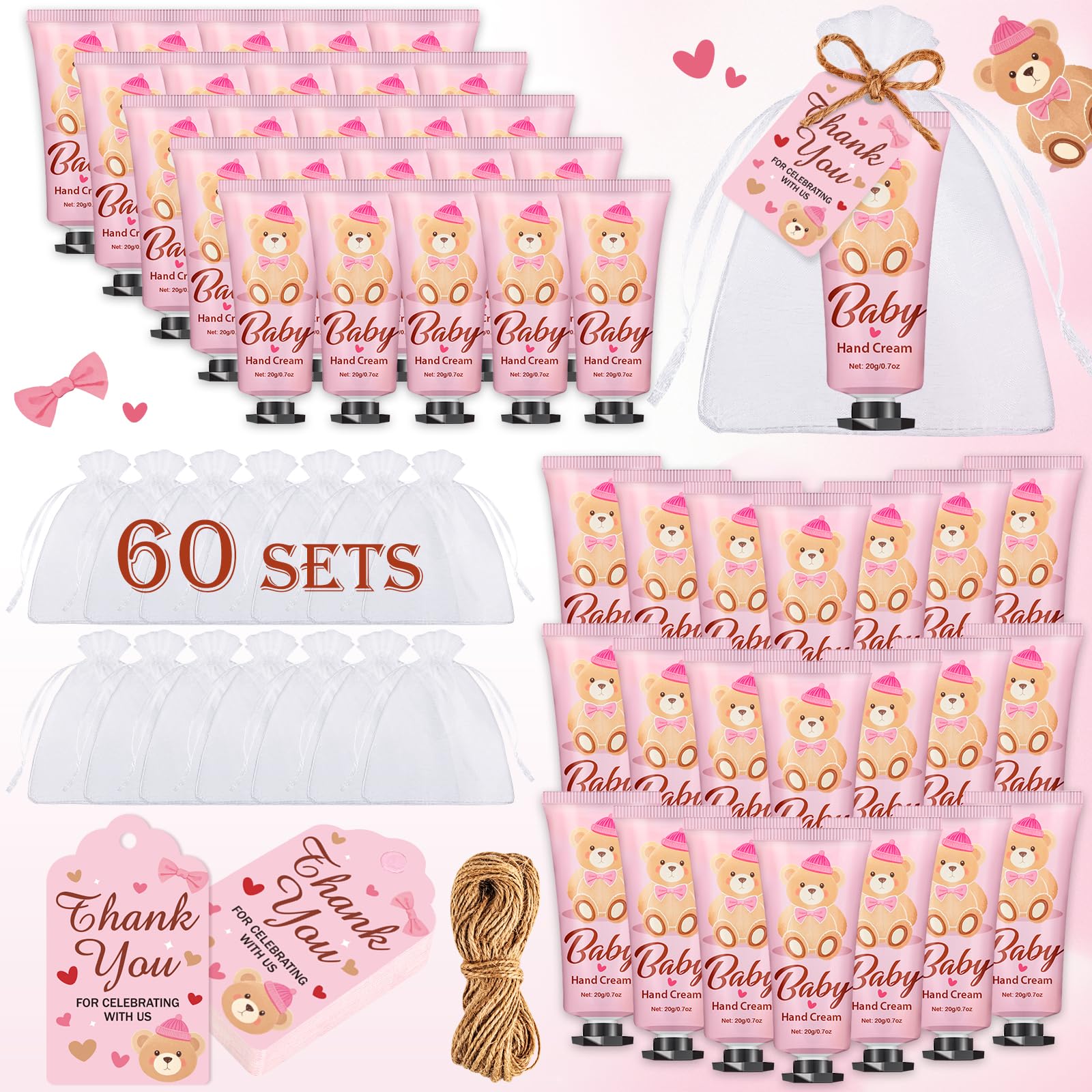 VISCOO pink bear design hand cream for baby shower favors